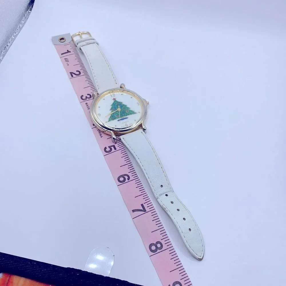 Working! Servon Christmas Tree Watch Genuine Leather Band